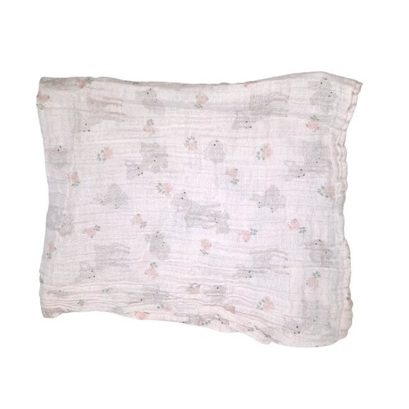 H&M Bunny Deer Baby Pink Muslin Lovey Security Blanket 22" X 22" - Picture 1 of 3